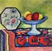 Still life with apple peel and a Japanese fan by August Macke