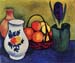 White jug with flowers and fruits by August Macke