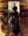 Woman in front of the painting 'White pastel picture' by Giovanni Boldini