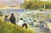 Bathing with a white horse in the river by Seurat