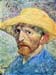 Self-portrait, with straw hat and blue shirt by Van Gogh