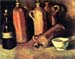 Still life with four jugs, bottle and a white bowl by Van Gogh