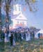 Harvest in a village in New England by Hassam
