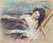 Charlotte Berend on a stool by Lovis Corinth