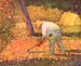 Farmer with hoe by Seurat