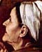 Madonna of the Pilgrims detail by Caravaggio
