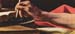 St. Jerome while writing detail by Caravaggio