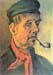 Head of a farmer with a clay pipe by Van Gogh